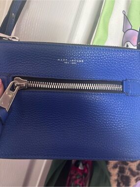 Marc Jacobs Cobalt Blue Pebbled Leather Crossbody Wallet